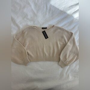 Tayla Beige Slightly Cropped Sweater